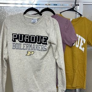 2 purdue merch t-shirts + sweater size S combo.